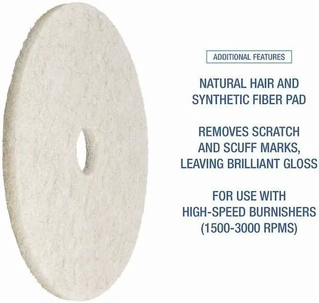 Alt view image 5 of 6 - BOARDWALK BWK4024NAT Natural White Burnishing Floor Pads, 24" Diameter, PK5