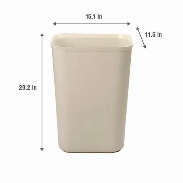 Alt view image 6 of 9 - Rubbermaid Commercial 254400BG Fire-Resistant Wastebasket, Rectangular, Fiberglass 10 gal, Beige