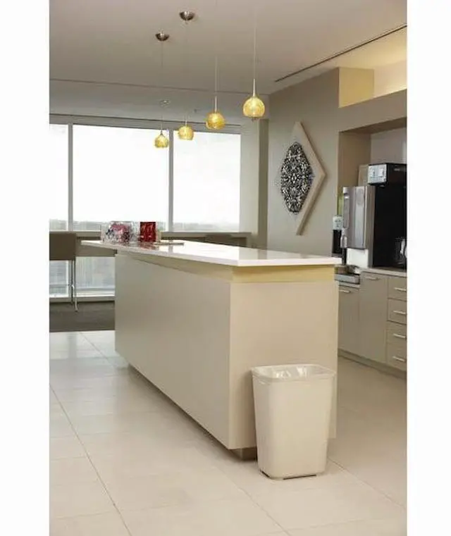 Alt view image 8 of 9 - Rubbermaid Commercial 254400BG Fire-Resistant Wastebasket, Rectangular, Fiberglass 10 gal, Beige