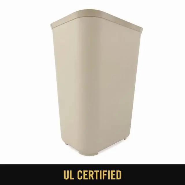 Alt view image 9 of 9 - Rubbermaid Commercial 254400BG Fire-Resistant Wastebasket, Rectangular, Fiberglass 10 gal, Beige