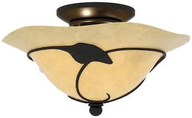 Alt view image 2 of 7 - Vine 2L LED Black Rustic Semi Flush Ceiling Light or Fan Light Kit