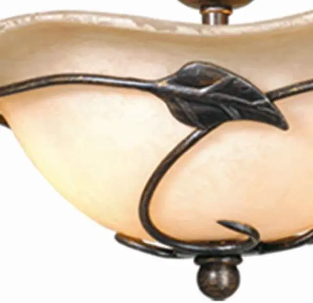 Alt view image 4 of 7 - Vine 2L LED Black Rustic Semi Flush Ceiling Light or Fan Light Kit