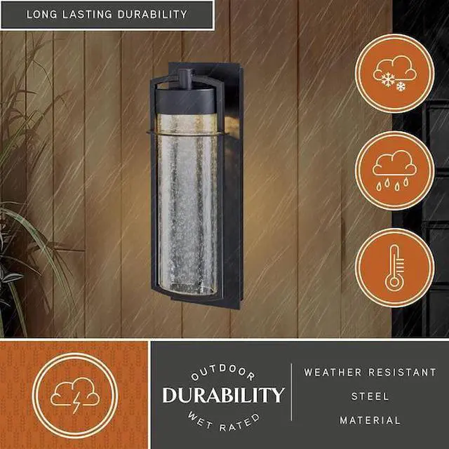 Alt view image 6 of 6 - VAXCEL T0376 Logan 1 Light LED Bronze Cylinder Outdoor Wall Lantern Clear Glass
