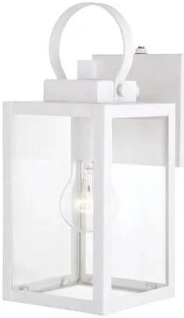 Main image of VAXCEL T0553 Medinah 1 Light Dusk to Dawn White Outdoor Wall Lantern Clear Glass