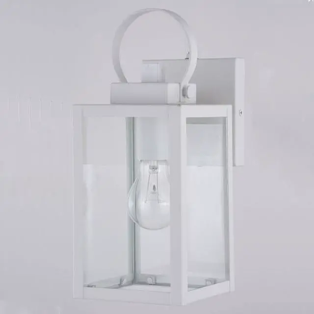 Alt view image 2 of 7 - VAXCEL T0553 Medinah 1 Light Dusk to Dawn White Outdoor Wall Lantern Clear Glass
