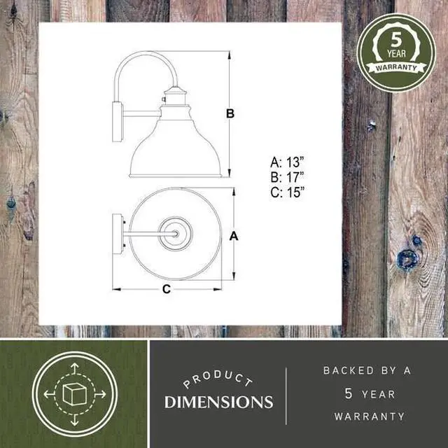 Alt view image 5 of 7 - VAXCEL T0319 Delano 1 Light Dusk to Dawn Bronze Gold Farmhouse Barn Dome