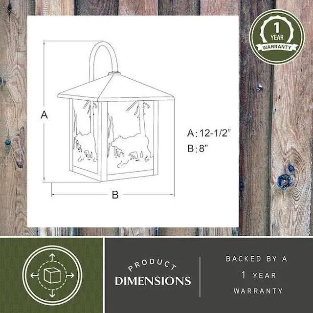 Alt view image 4 of 7 - VAXCEL OW35083BBZ Bozeman 1 Light Bronze Rustic Bear Tree Outdoor Wall Lantern