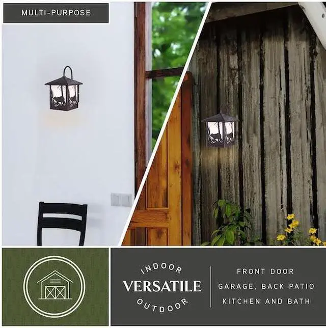 Alt view image 5 of 7 - VAXCEL OW35083BBZ Bozeman 1 Light Bronze Rustic Bear Tree Outdoor Wall Lantern