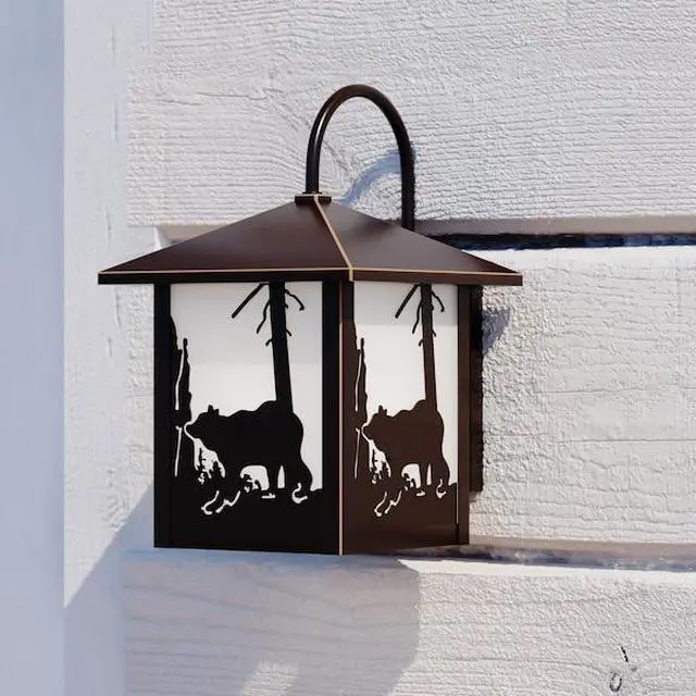 Alt view image 7 of 7 - VAXCEL OW35083BBZ Bozeman 1 Light Bronze Rustic Bear Tree Outdoor Wall Lantern