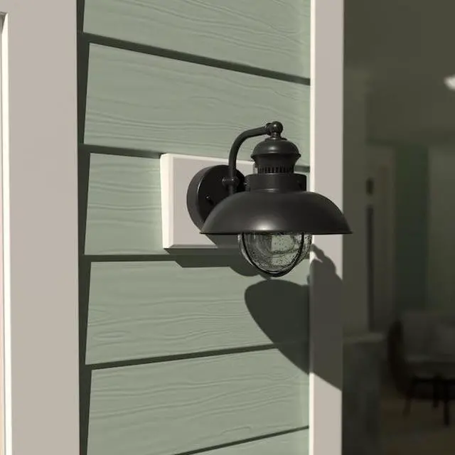 Alt view image 7 of 7 - VAXCEL OW21581TB Harwich 1 Light Black Coastal Barn Dome Outdoor Wall Lantern