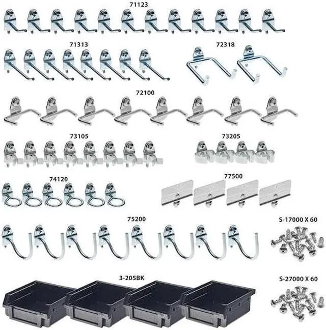 Alt view image 3 of 6 - Durahook Pegboard Hook Assortment Kit Silver Zinc Plated Steel  Steel 76964