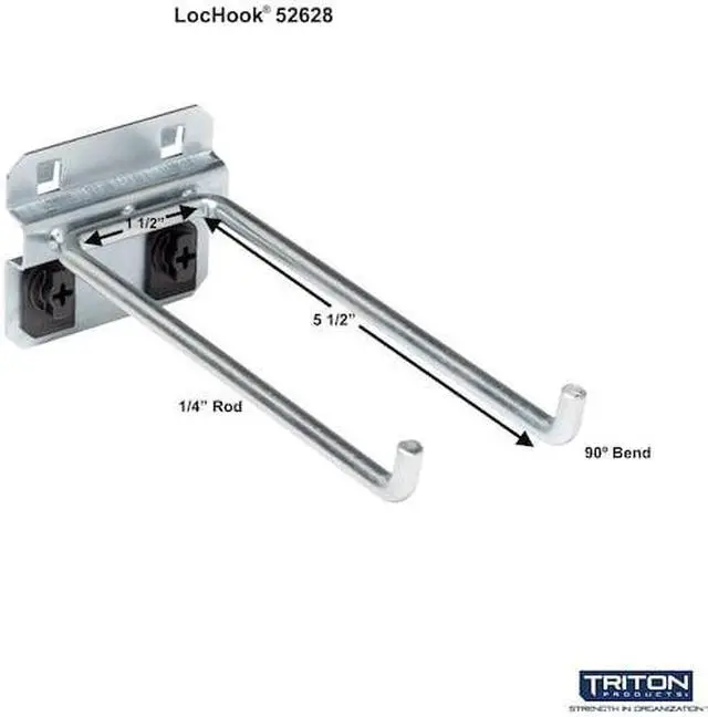 Alt view image 2 of 6 - TRITON PRODUCTS 52628 5-3/4 In. Double Rod 80 Degree Bend Steel Pegboard Hook