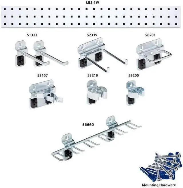 Alt view image 6 of 6 - Steel Pegboard Strip Kit with 35 lb. Load Capacity, 4-1/2"H x 36"W, White, 1 EA