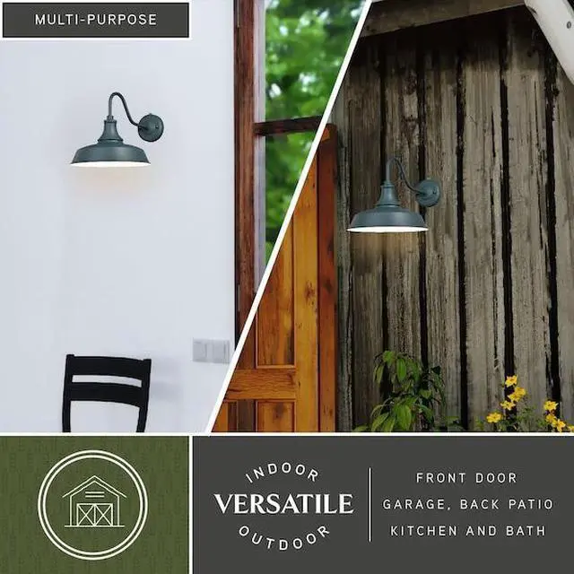 Alt view image 7 of 7 - VAXCEL T0483 Dorado 1 Light Dusk to Dawn Green White Farmhouse Barn Dome