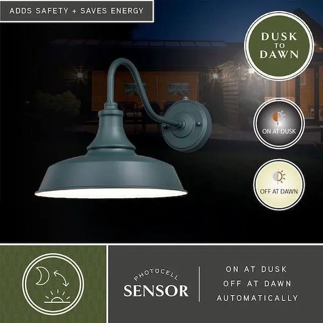 Alt view image 6 of 7 - VAXCEL T0483 Dorado 1 Light Dusk to Dawn Green White Farmhouse Barn Dome
