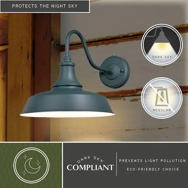 Alt view image 5 of 7 - VAXCEL T0483 Dorado 1 Light Dusk to Dawn Green White Farmhouse Barn Dome