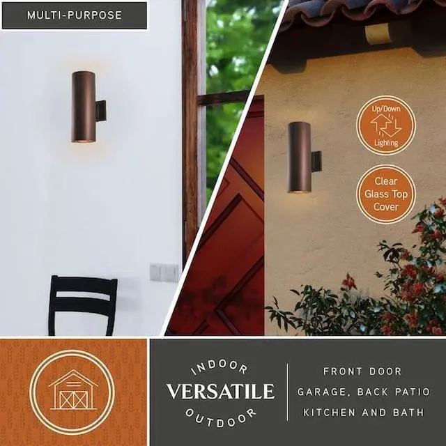 Alt view image 8 of 8 - Vaxcel USA COOWB052BZ Chiasso 2 Light Large Outdoor Wall Lamp Lighting Fixture in Bronze Glass