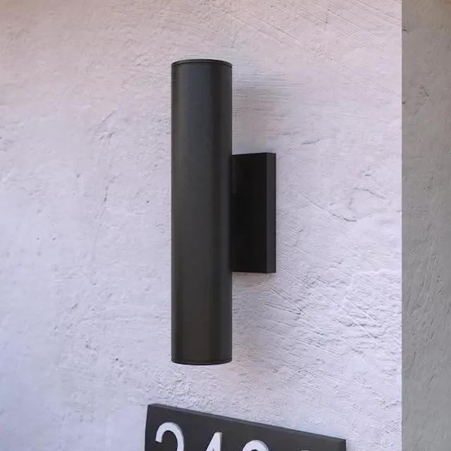 Alt view image 7 of 7 - VAXCEL T0552 Chiasso Aluminum 2 Light LED Black Outdoor Wall Lantern Clear Glass
