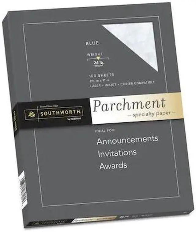 Alt view image 2 of 15 - Southworth Parchment Specialty Paper Blue 24lb 8 1/2 x 11 100 Sheets P964CK336