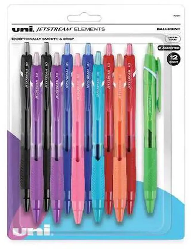 Alt view image 11 of 17 - Uni-ball Jetstream Elements Ballpoint Pen Medium 1 mm Assorted Ink 12 Pack 70171