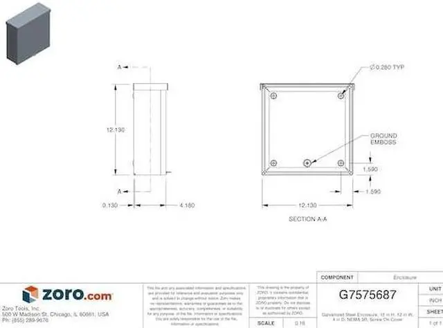 Alt view image 6 of 6 - Wiegmann Enclosure Silver Galvanized  Includes Screws RSC121204GNK