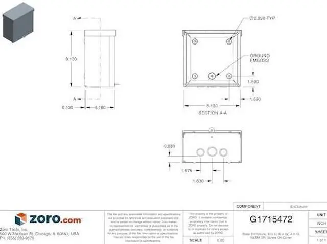Alt view image 4 of 4 - Wiegmann Enclosure Silver Galvanized  Includes Screws RSC080804G