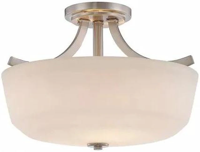Main image of NUVO 60-5826 Laguna 2 Light Semi Flush White Glass Brushed Nickel