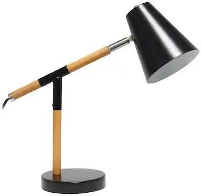 Alt view image 8 of 16 - Simple Designs Black Matte and Wooden Pivot Desk Lamp
