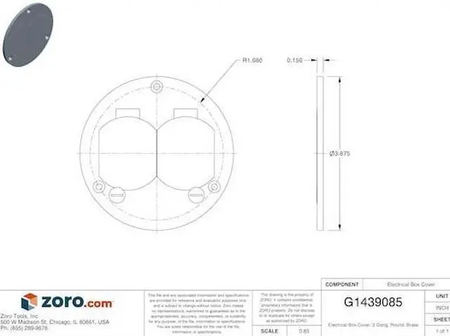 Alt view image 4 of 6 - HUBBELL WIRING DEVICE-KELLEMS S3925 Box Cover, Floor Box Type, 2 Gang, Brass