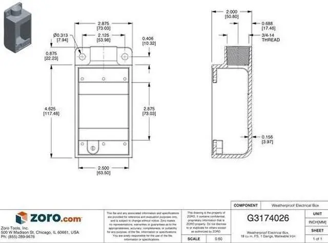 Alt view image 5 of 5 - HUBBELL KILLARK FS-2M Weatherproof Electrical Box, 18 cu in, FS Box Type, 1