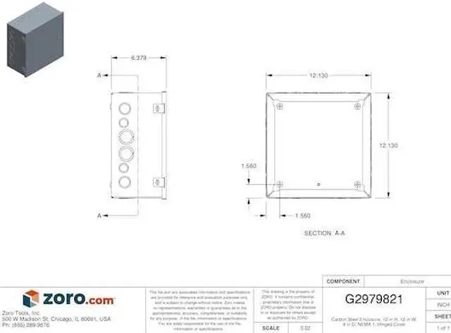 Alt view image 7 of 8 - Wiegmann Enclosure Gray ANSI 61 Polyester Powder   A121206