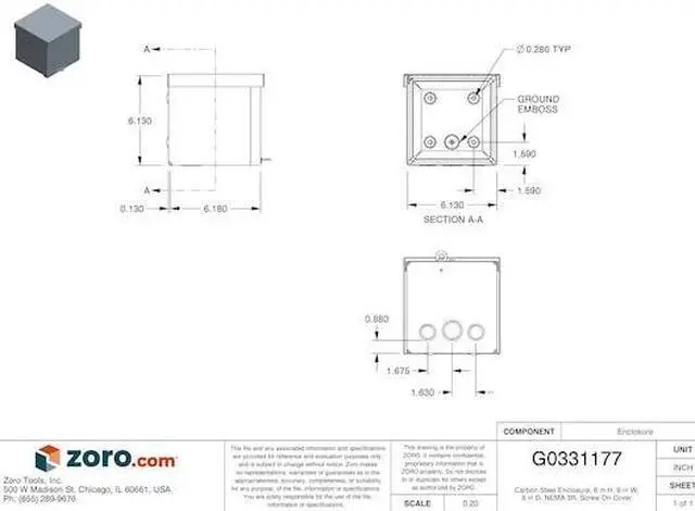 Alt view image 3 of 4 - Wiegmann Enclosure Gray ANSI 61 Polyester Powder  Includes Screws RSC060606