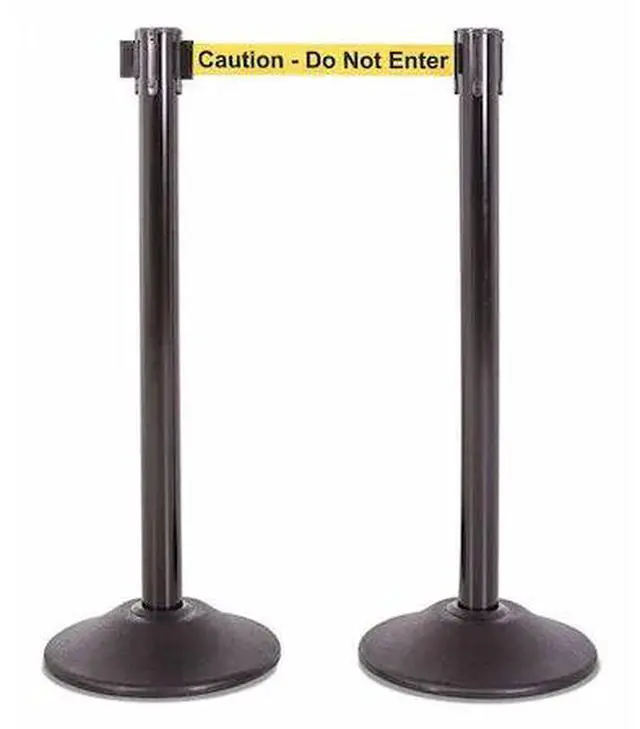 Alt view image 2 of 2 - Black post and 7.5' Caution -Do Not Enter Belt - 2 pack