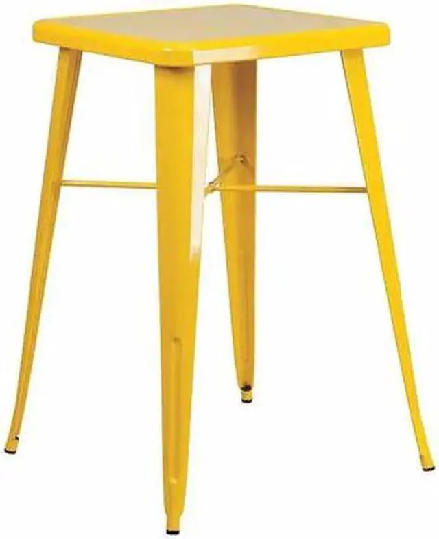 Alt view image 6 of 7 - 23.75'' Square Yellow Metal Indoor-Outdoor Bar Height Table