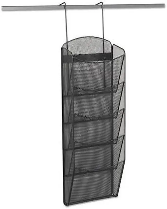 Alt view image 3 of 20 - Safco Onyx Mesh Literature Rack Five Compartments 10-1/4w x 3-1/2d x 28-1/3h