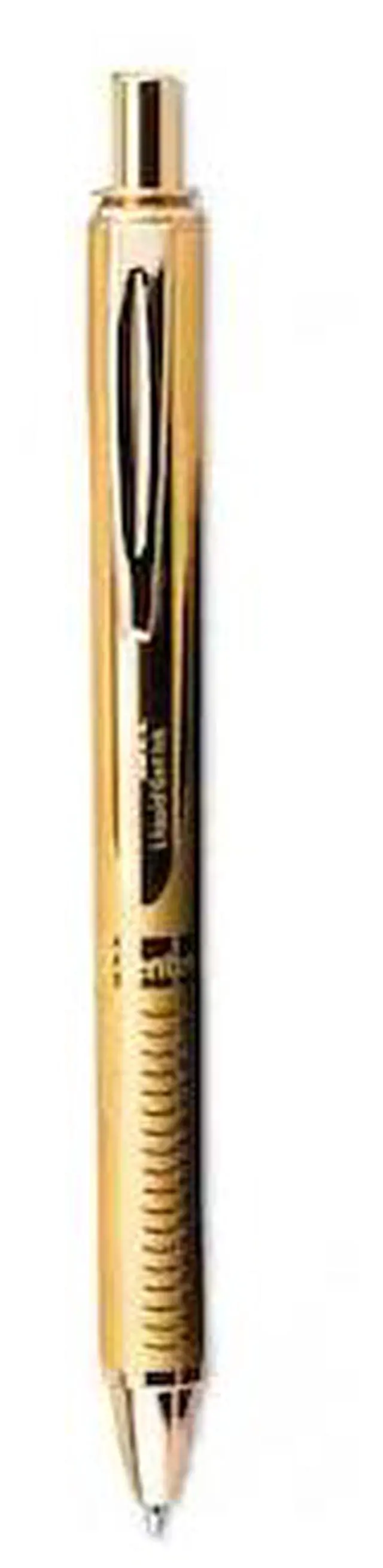 Alt view image 13 of 18 - Pentel BL407XABX EnerGel Alloy Retractable Liquid Gel Pen, Gold Barrel, Black Ink, in Gift Box with Info Band