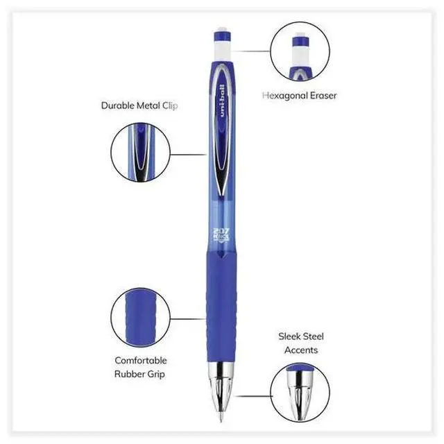 Alt view image 10 of 10 - Uni-ball 207 Mechanical Pencil, 0.7 mm, HB (#2), Black Lead, Blue Barrel, Dozen