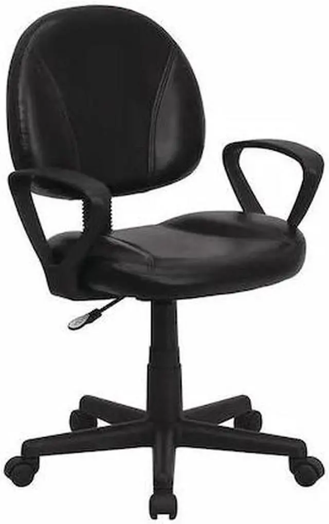 Alt view image 15 of 20 - Mid-Back Black Leather Ergonomic Swivel Task Chair with Arms