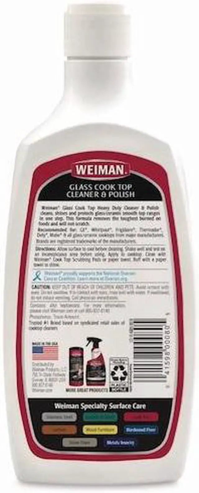 Alt view image 8 of 11 - WEIMAN Glass Cook Top Cleaner and Polish 20 oz Squeeze Bottle 6/CT 137