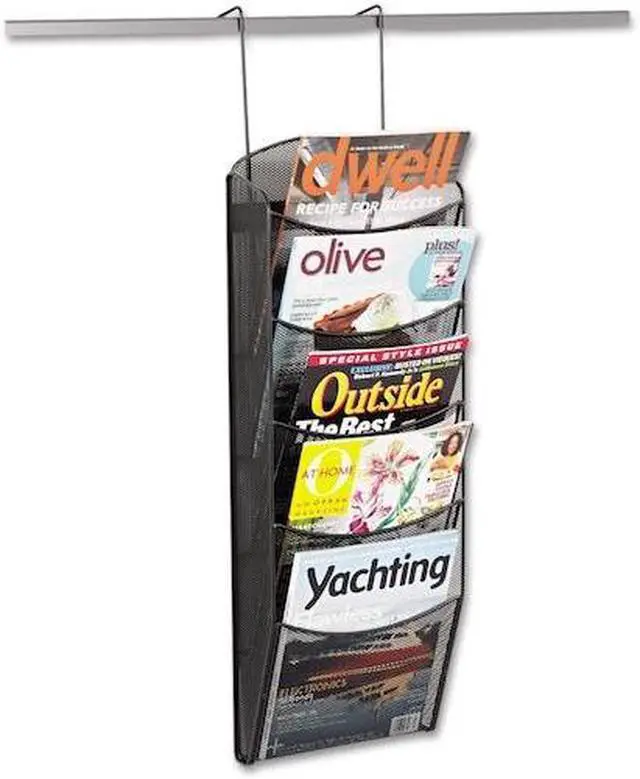 Alt view image 20 of 20 - Safco Onyx Mesh Literature Rack Five Compartments 10-1/4w x 3-1/2d x 28-1/3h
