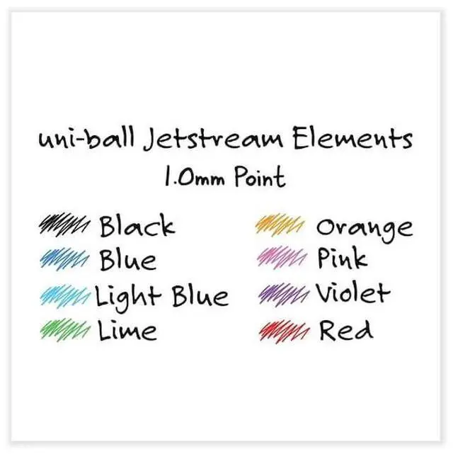 Alt view image 12 of 17 - Uni-ball Jetstream Elements Ballpoint Pen Medium 1 mm Assorted Ink 12 Pack 70171