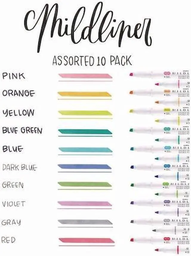 Alt view image 13 of 16 - Zebra Mildliner Double Ended Highlighter Chisel/Bullet Tip Assorted Colors 78101