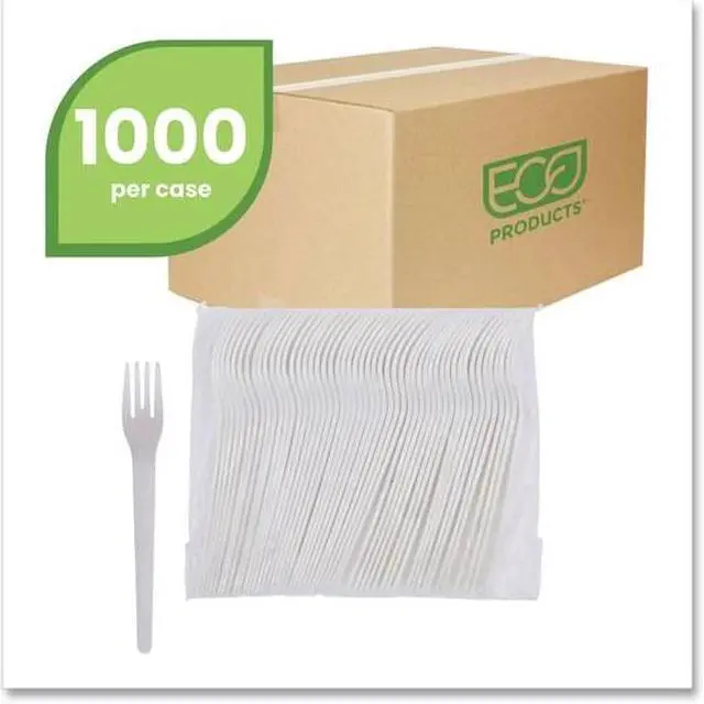 Alt view image 8 of 8 - Eco-Products EPS012 6" Plantware High-heat Forks, 1 Piece(s) - 1000/Carton - Disposable - Polylactic Acid (PLA) - Pearl White