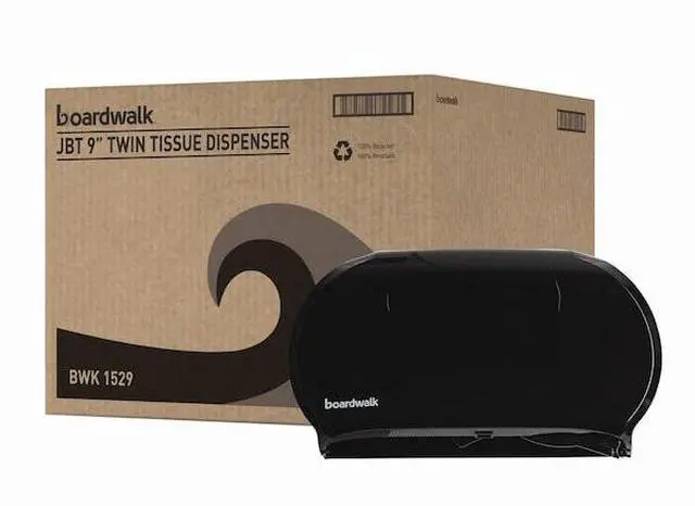 Alt view image 9 of 14 - Jumbo Twin Toilet Tissue Dispenser, 20 1/4 x 12 1/4, Black 1529