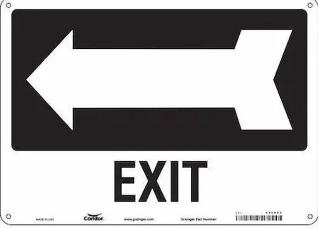 Main image of CONDOR 480G90 Exit Sign, Aluminum, 14" W, 10" H, Exit, White