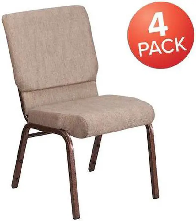 Alt view image 8 of 14 - Flash Furniture HERCULES Series Fabric Church Stacking Chair Beige/Copper Vein Frame 4 Pack (4FDCH185CVBGE1)