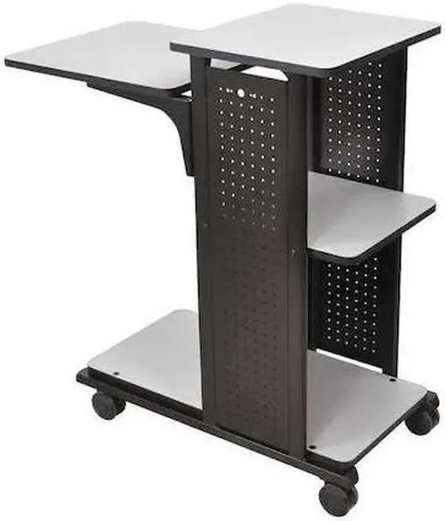 Alt view image 8 of 8 - H.Wilson Grey/Black 4-Shelf Mobile Presentation Station