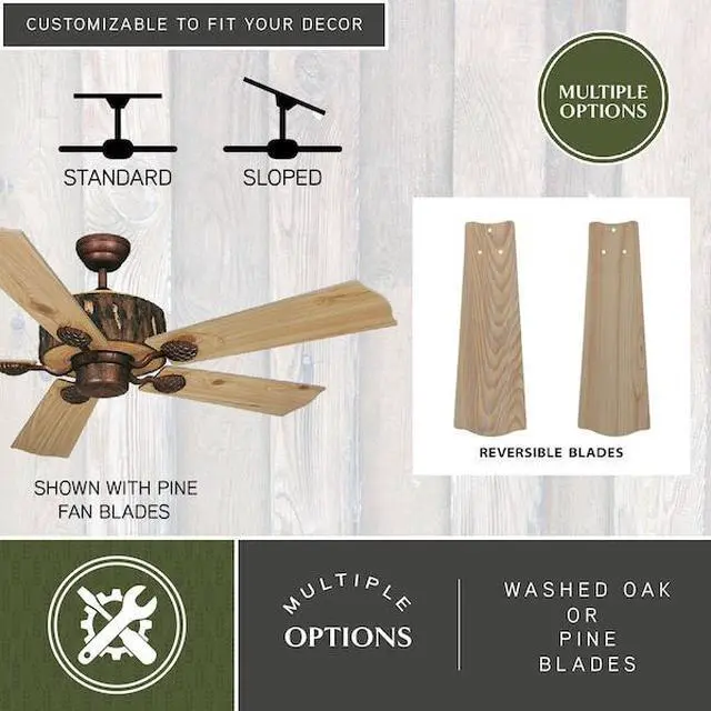 Alt view image 7 of 9 - vaxcel fn52265wp log cabin ceiling fan, 52", weathered patina finish