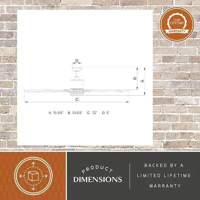 Alt view image 2 of 7 - VAXCEL F0079 Wheelock 72 in. Satin Nickel Indoor Ceiling Fan with Light Kit and