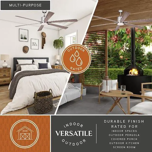 Alt view image 4 of 7 - VAXCEL F0079 Wheelock 72 in. Satin Nickel Indoor Ceiling Fan with Light Kit and